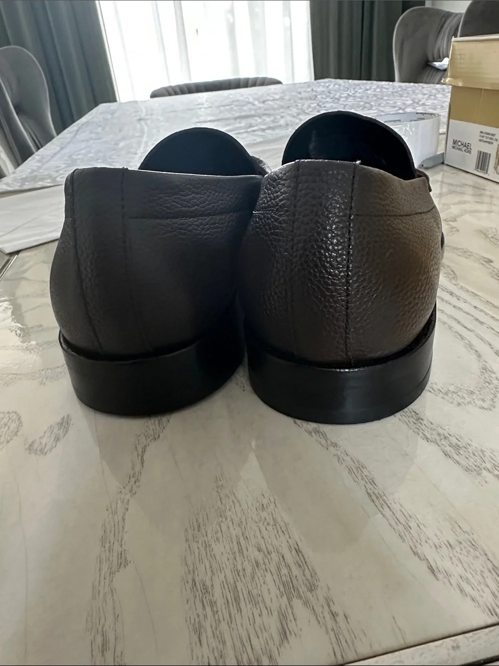 BOSS Men's Dark Brown Pebbled Leather Slip-On Loafers